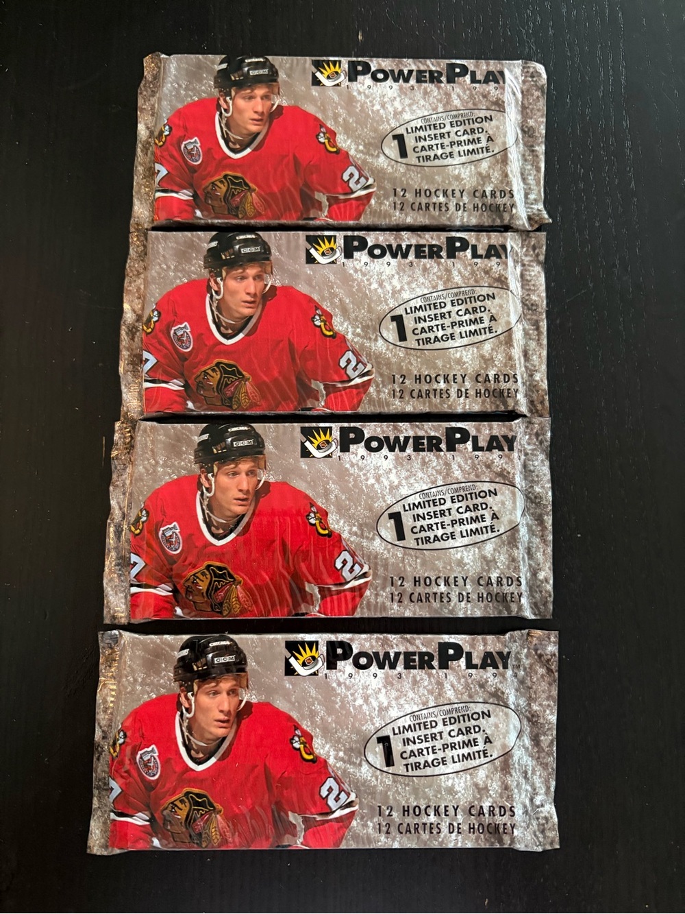 4 PACKS Fleer Power Play 1993/94 Tall Boys Hockey Card Pack